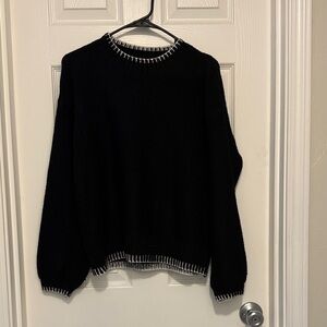 Bobeau Black Sweater with White Accents